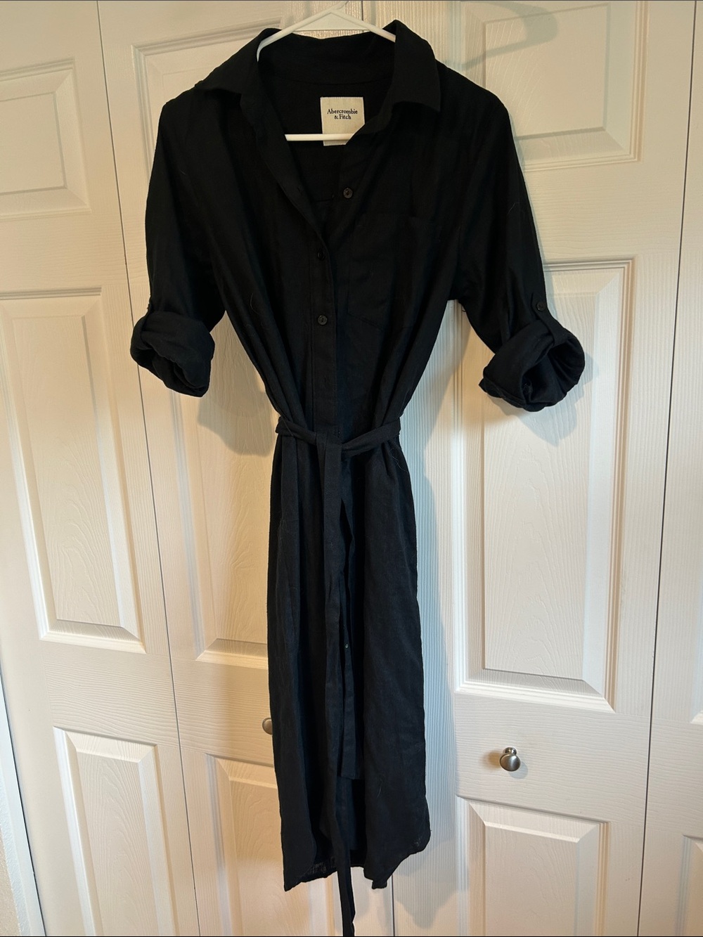 Abercrombie & Fitch Linen Blend Button-Up Shirt Dress - XSP